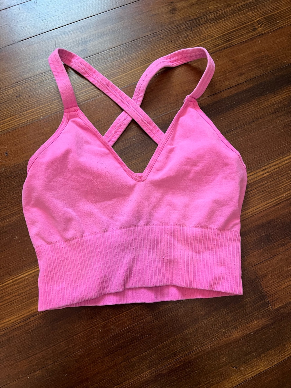Pink Seamless Crisscross Bralette Top